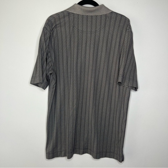Johnston and Murphy Polo Shirt Black and Tan Herringbone Pima Cotton Blend sz L - Picture 5 of 7